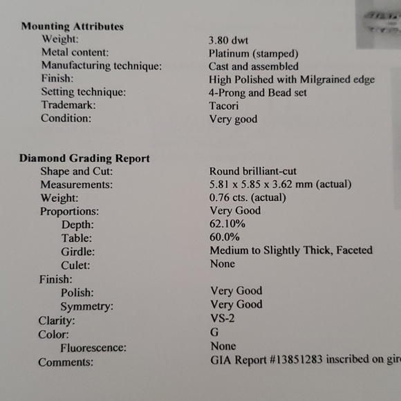 Tacori Platinum and Diamond Ring size 7 - Picture 6 of 7